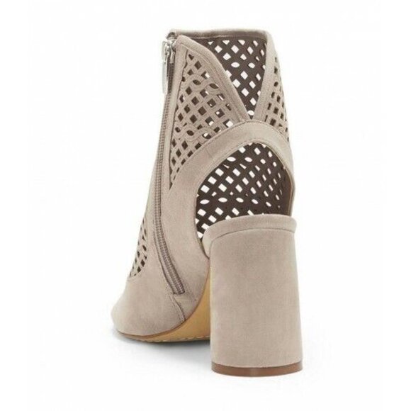 Vince Camuto Gerby Laser Perforated Chateau Suede Block Heel Bootie New - Picture 2 of 4